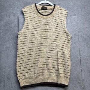 Vintage Wool Sweater Vest Retro Grandpa Knit Pattern Layering Piece Mens Large